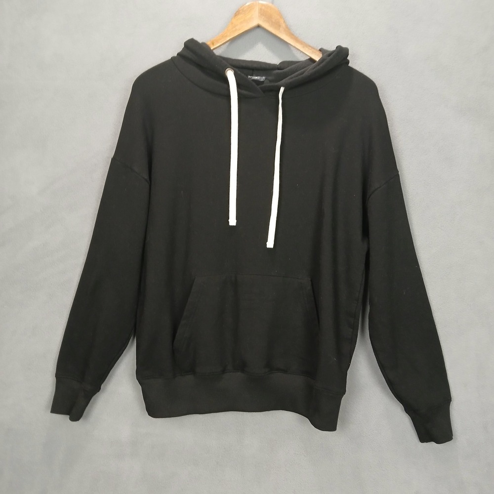 Buffalo David Bitton Sweatshirt Mens S Black Fleece Lined Hooded Down Shoulder‎